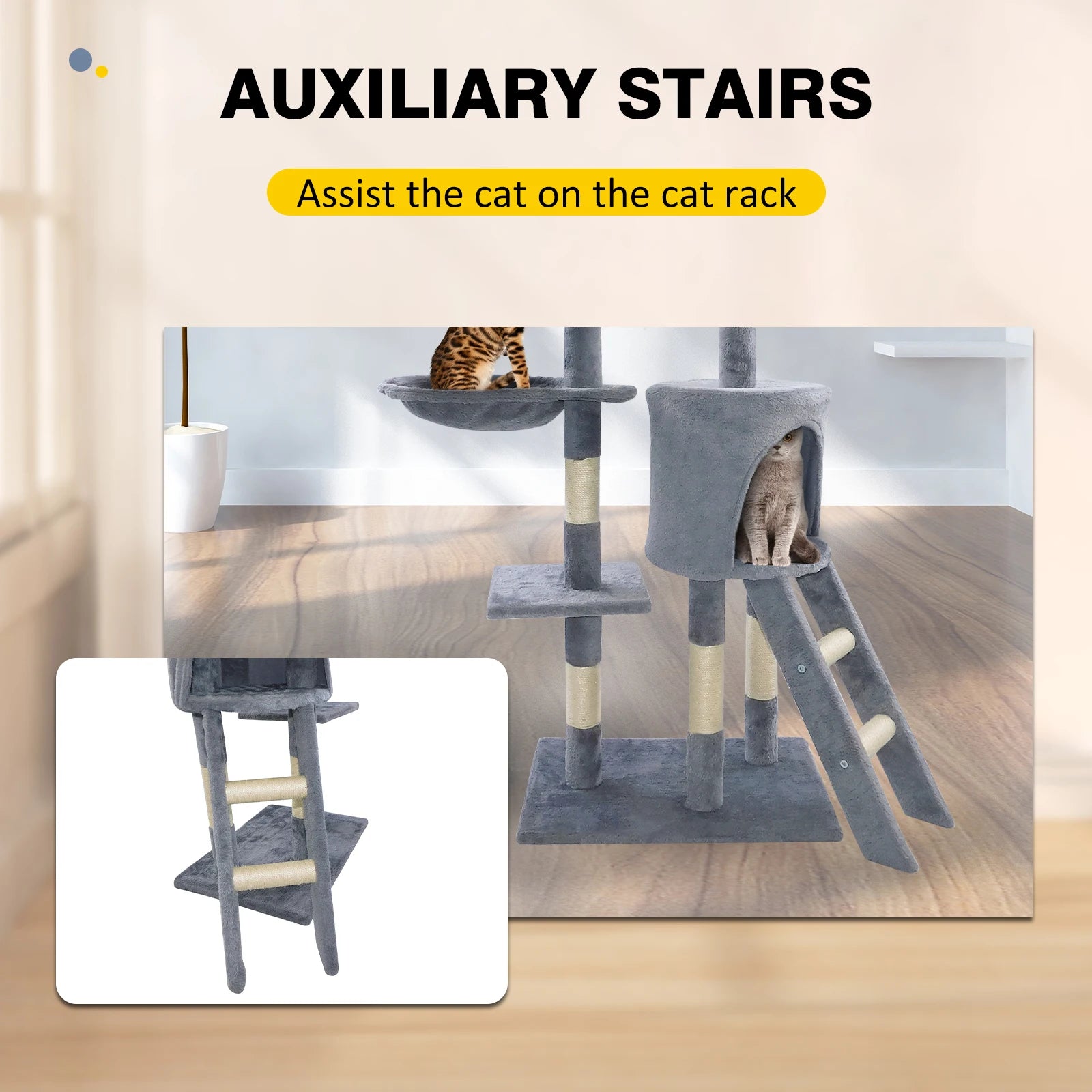 Cat Tree Scratching Post - Stable Kitten Activity Centre & Pet Toy Scratcher, Tall Cat Furniture Climbing Tower exovai.com