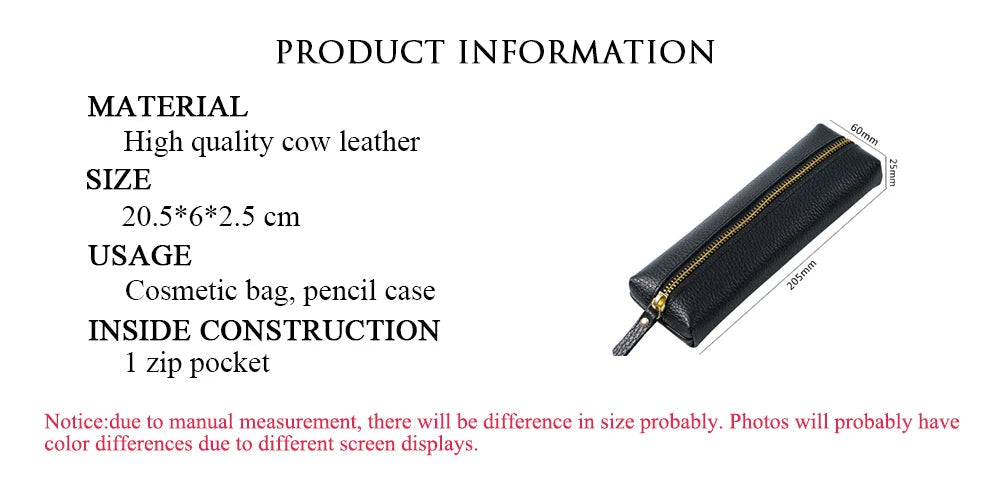 Custom Name Cow Leather Pencil Case Luxury Zipper Business Office Storage Bag Student Pen Bag Personalized Cosmetic Bags Gift exovai.com