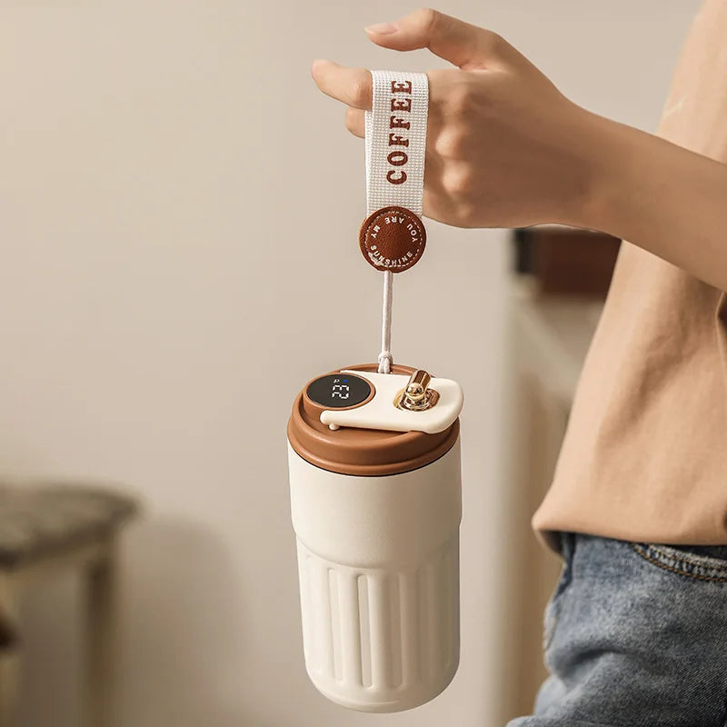 450ml Thermos Bottle Smart Display Temperature 316 Stainless Steel Vacuum Cup Office Coffee Cup Business Portable Thermal Mug exovai.com