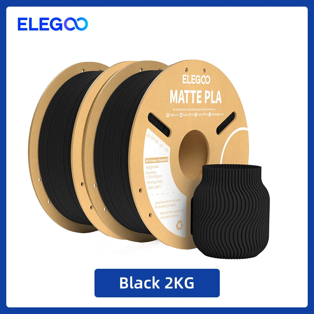 ELEGOO Matte PLA Filament 1KG,1.75mm FDM 3D Printer Filament Dimensional Accuracy +/- 0.02mm, 1kg Carboard Spool (2.2lbs) exovai.com