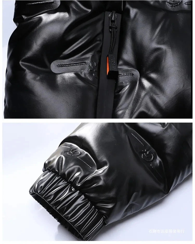 Winter Hot Sale Hooded Men Parkas Fashion Casual Glossy Cotton Jackets Outdoor Thicken Warm Male Clothing Quality Comfortable exovai.com