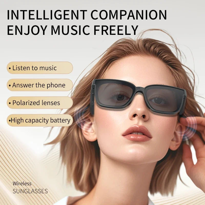 Wireless Bluetooth Smart Glasses multifunctional Voice Assistant Listen Music Navigation Glasses  Calls Eyeglass Sunglasses exovai.com