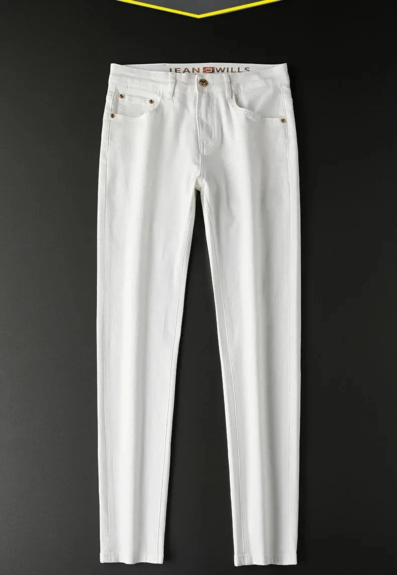 New Men'S Jeans Fashion Casual Slim Fit Version Elastic Blue High Quality Design Business Party Straight Tall Denim Pants exovai.com