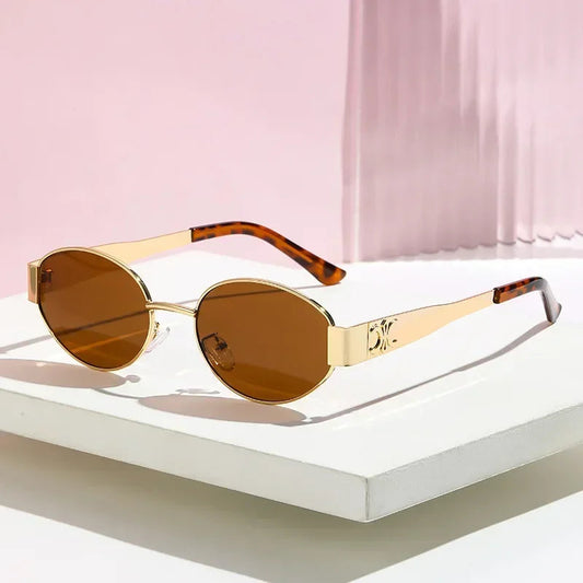 Luxury brand metal sunglasses for men and women unisex designer fashion sun glasses Oval unisex Stylish Eyewear shades UV400 exovai.com