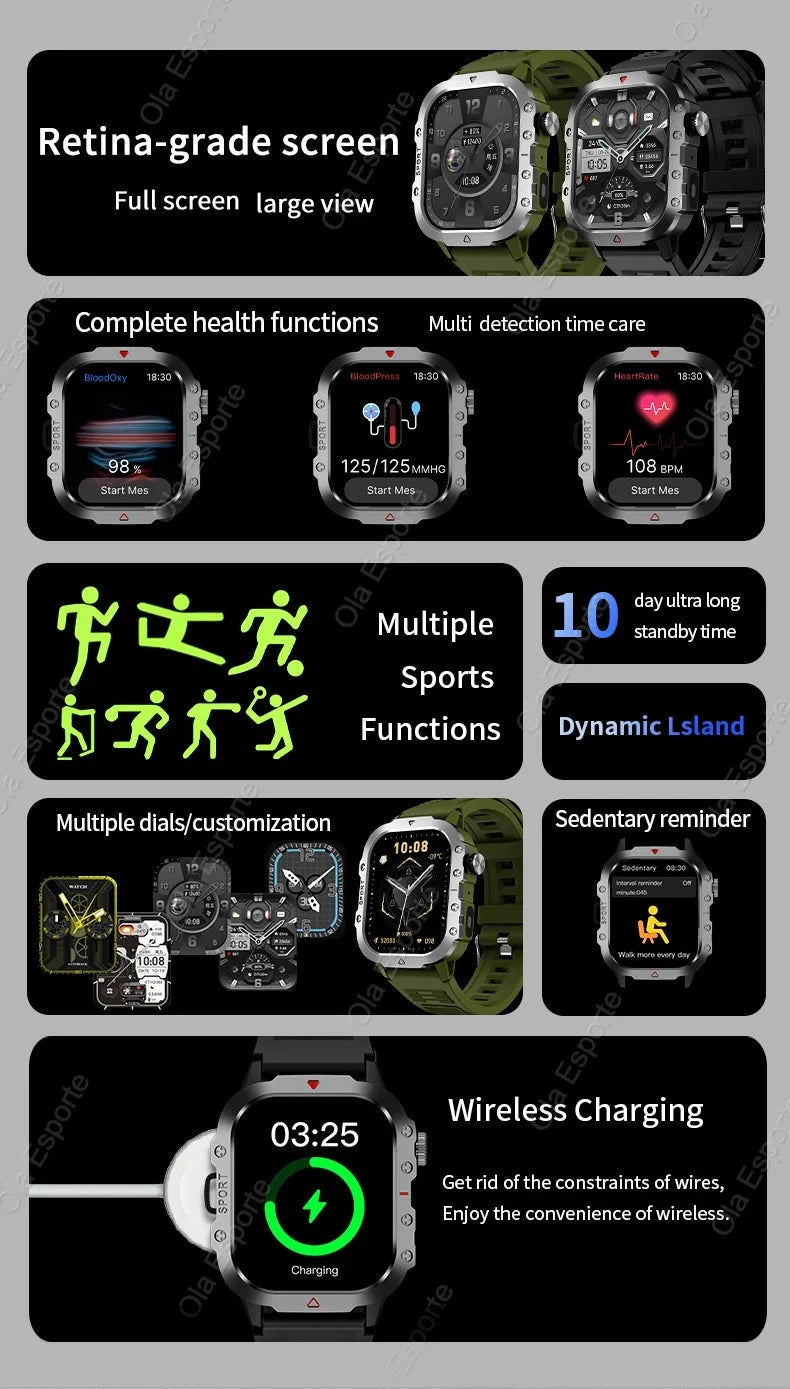 2025 New LED Men's Smartwatch Bluetooth Talking Smartwatch Multi Sport Mode Health Monitor Outdoor Sport Smart Watch For Android exovai.com