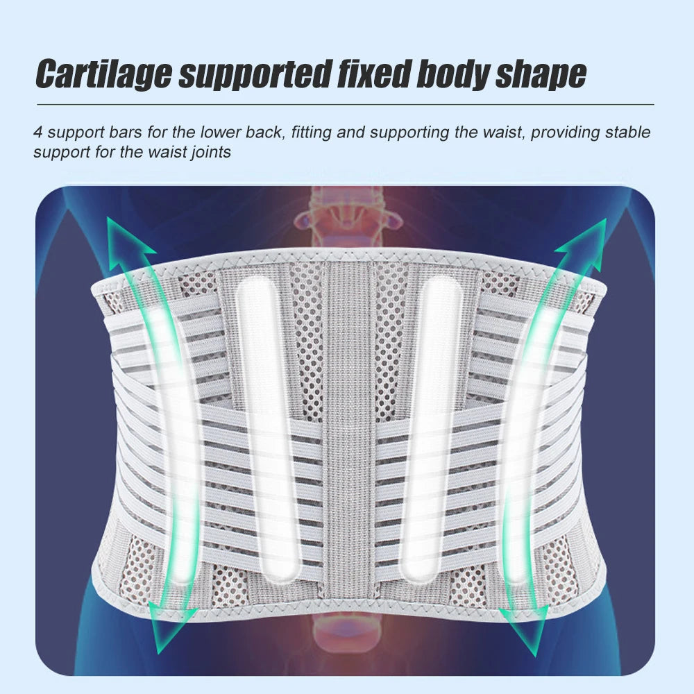 1Pc Back Brace Breathable Lower Back Support Belt Pain Relief with 4 Stays for Heavy Lifting Herniated Disc, Sciatica, Scoliosis exovai.com