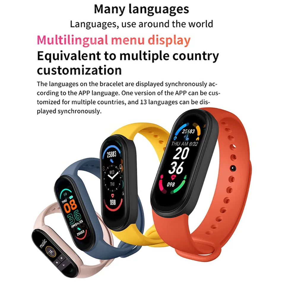 M6 Smart Watch Men Women Fitness Smart Bracelet Sports Band Heart Rate Blood Pressure Monitor Waterproof Multi-function Watches exovai.com