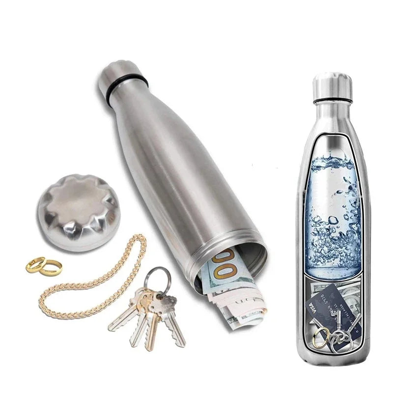 HEE RAK 750ml Secret Hidden Steel Water Bottle Compartment Stash Spot Can Hidding Storage for Cards Keys Cash Safe Money Box exovai.com