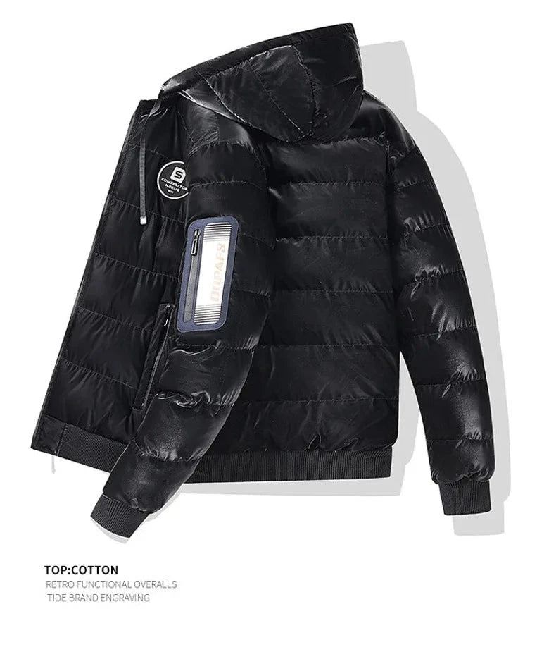 Double Sided Outerwear Men's New Cotton Padded Parkas Men Autumn Winter Jacket Brand Warm Comfortable Down Jacket Removable Hat exovai.com