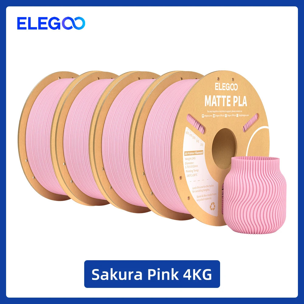 ELEGOO Matte PLA Filament 1KG,1.75mm FDM 3D Printer Filament Dimensional Accuracy +/- 0.02mm, 1kg Carboard Spool (2.2lbs) exovai.com
