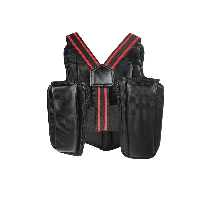 Sanda Chest Guard Taekwondo Karate PU Leather Open Chest Protector Training Competition Protective Gear Black Chest Guard Unisex exovai.com