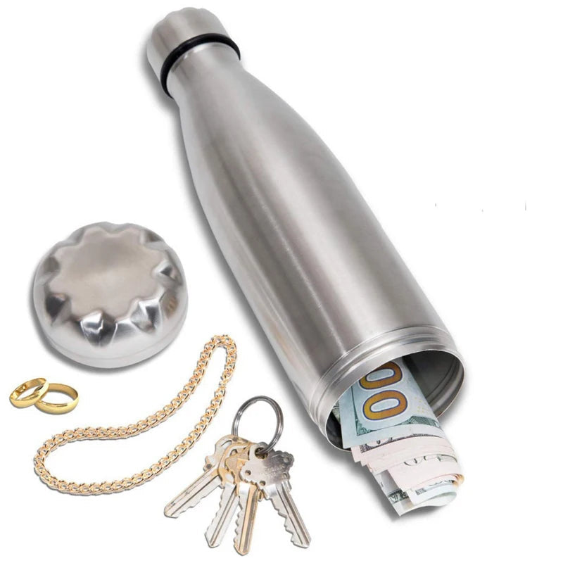HEE RAK 750ml Secret Hidden Steel Water Bottle Compartment Stash Spot Can Hidding Storage for Cards Keys Cash Safe Money Box exovai.com