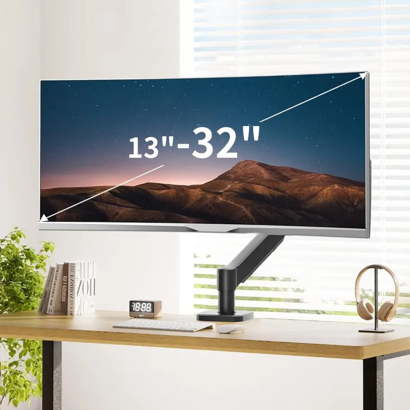Hot Sale Computer Desk Monitor Mounting Bracket Height Adjustable 13 "-32" Screen Stock Aluminum Mono Gas Spring Monitor Arm exovai.com