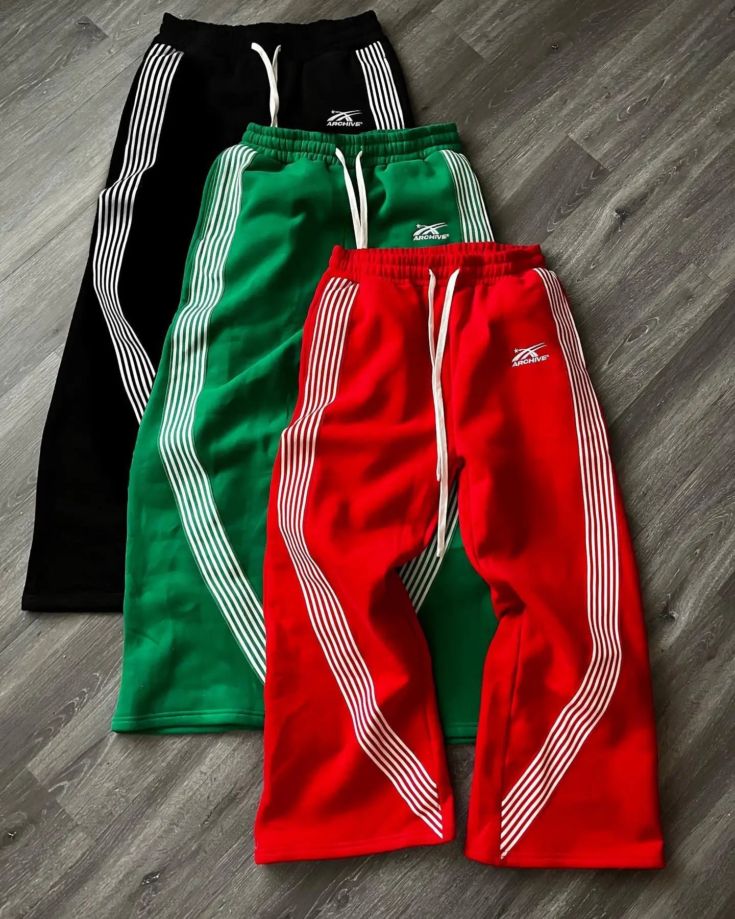 American Retro Striped Knitted Pants Men Y2k Street Harajuku Trendy Brand Oversized Trousers Loose Casual Wide Leg Pants Women exovai.com