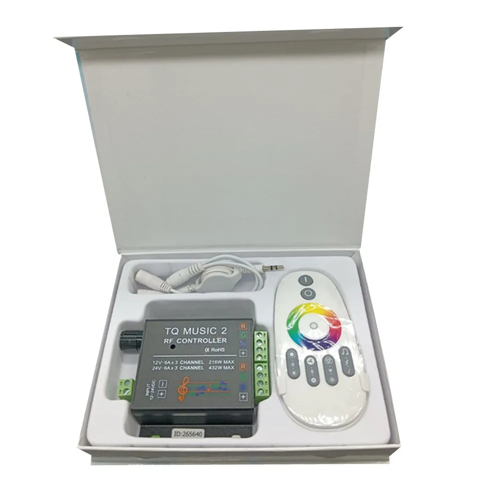 DC12V 24V RGB LED Controller RF Music Audio control 18A 3 Channel TQ Music 2 for SMD 3528 5050 5630 Led Strip Light exovai.com