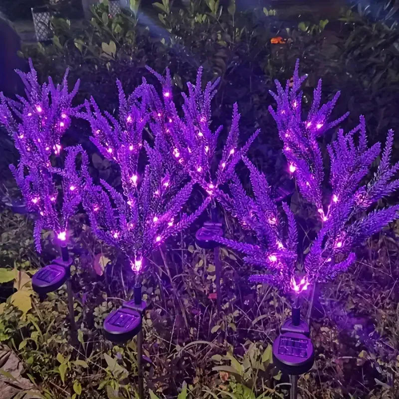 Solar Powered LED Lights Outdoor Lawn Garden Decor Halloween Christmas Festive Atmosphere Lavender Lawn Waterproof Landscape exovai.com