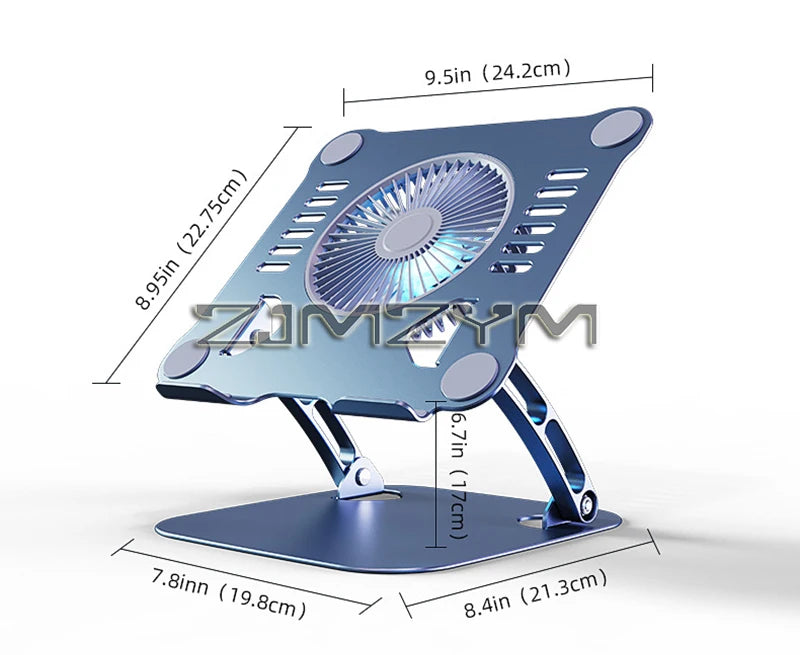 Aluminum Laptop Stand with Cooling Fan Ergonomic Notebook Foldable Cooler Laptop  Adjustable Aluminum Laptop Stand exovai.com