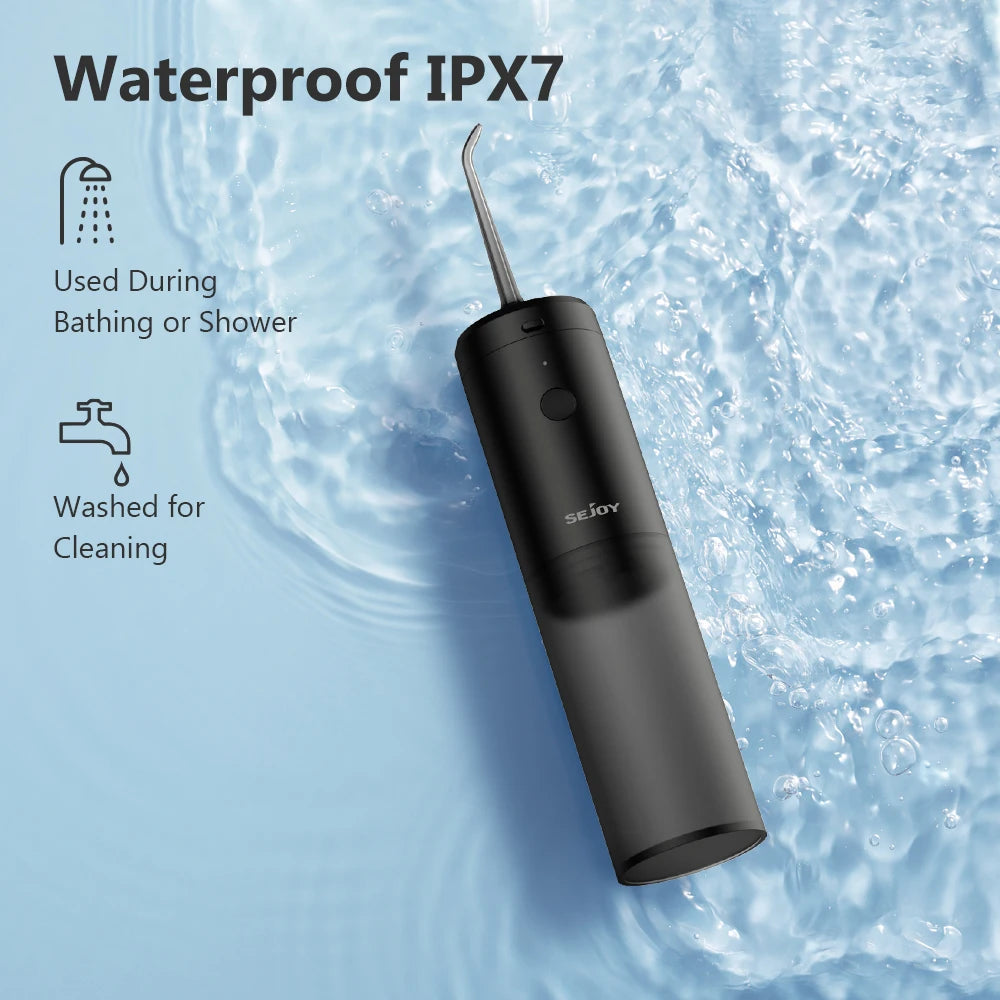 Sejoy Portable Oral Irrigator Dental Water Flosser USB Rechargeable Water Jet Floss Tooth Pick 4 Jet Tip 140ml 3 Modes IPX7 Gift exovai.com