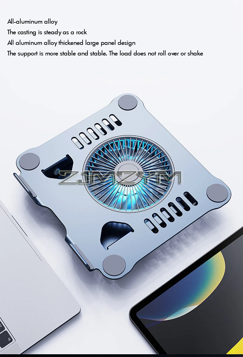 Aluminum Laptop Stand with Cooling Fan Ergonomic Notebook Foldable Cooler Laptop  Adjustable Aluminum Laptop Stand exovai.com