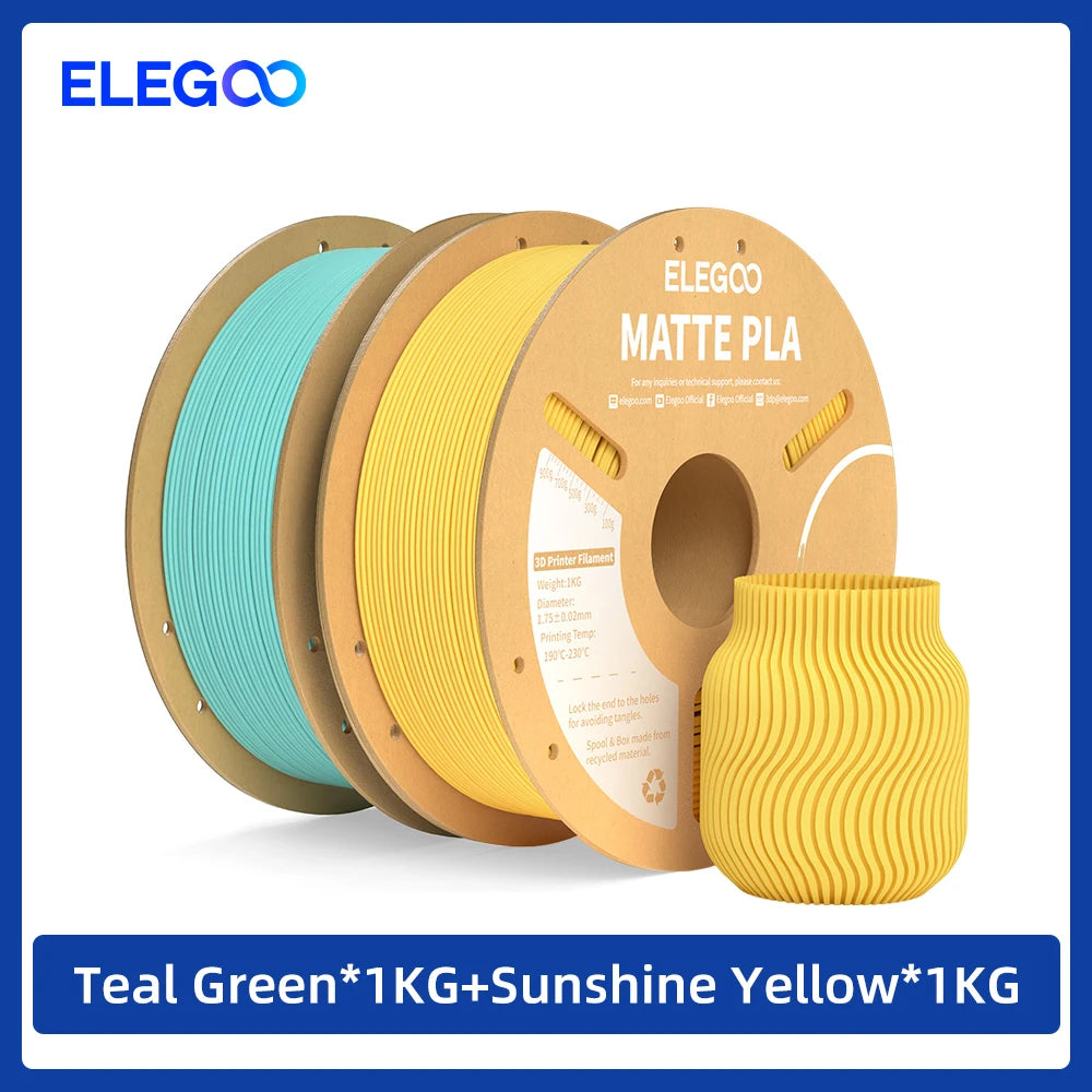 ELEGOO Matte PLA Filament 1KG,1.75mm FDM 3D Printer Filament Dimensional Accuracy +/- 0.02mm, 1kg Carboard Spool (2.2lbs) exovai.com