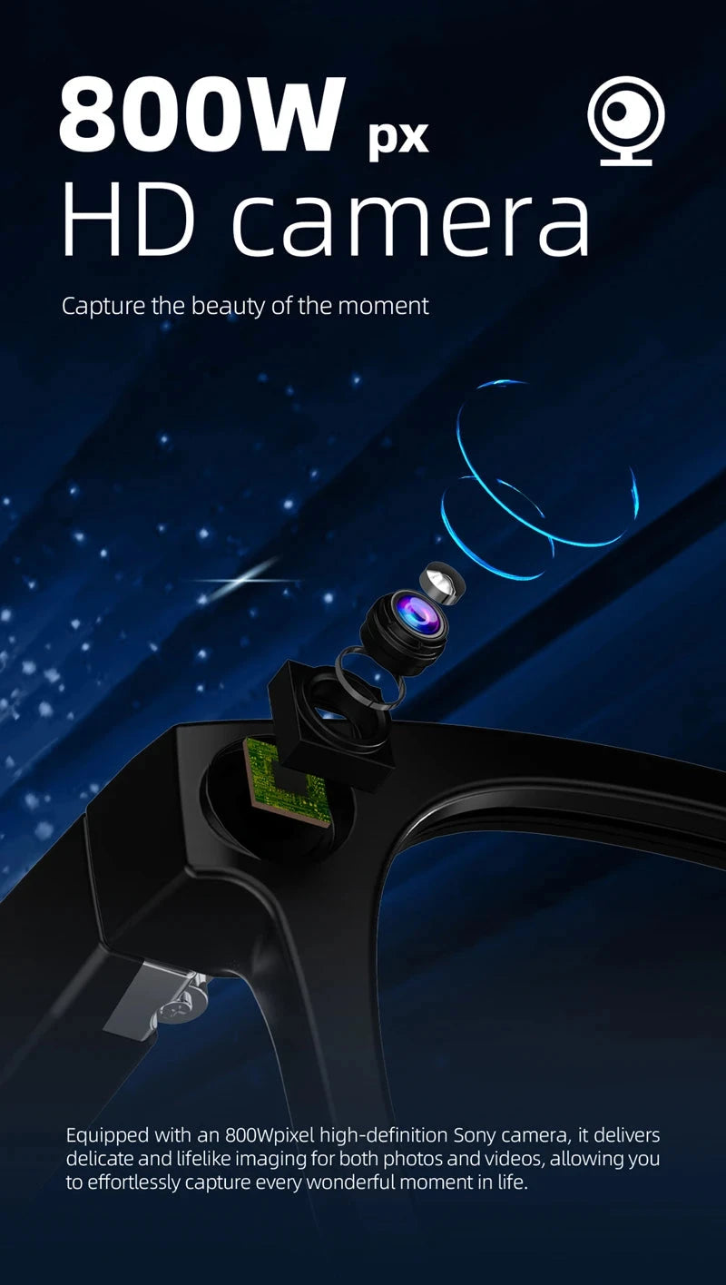 Xiaomi 4k Smart AI Bluetooth Glasses HD 800W pixel Shooting Waterproof Camera Photo Video Voice Call Translation Smart Glasses exovai.com