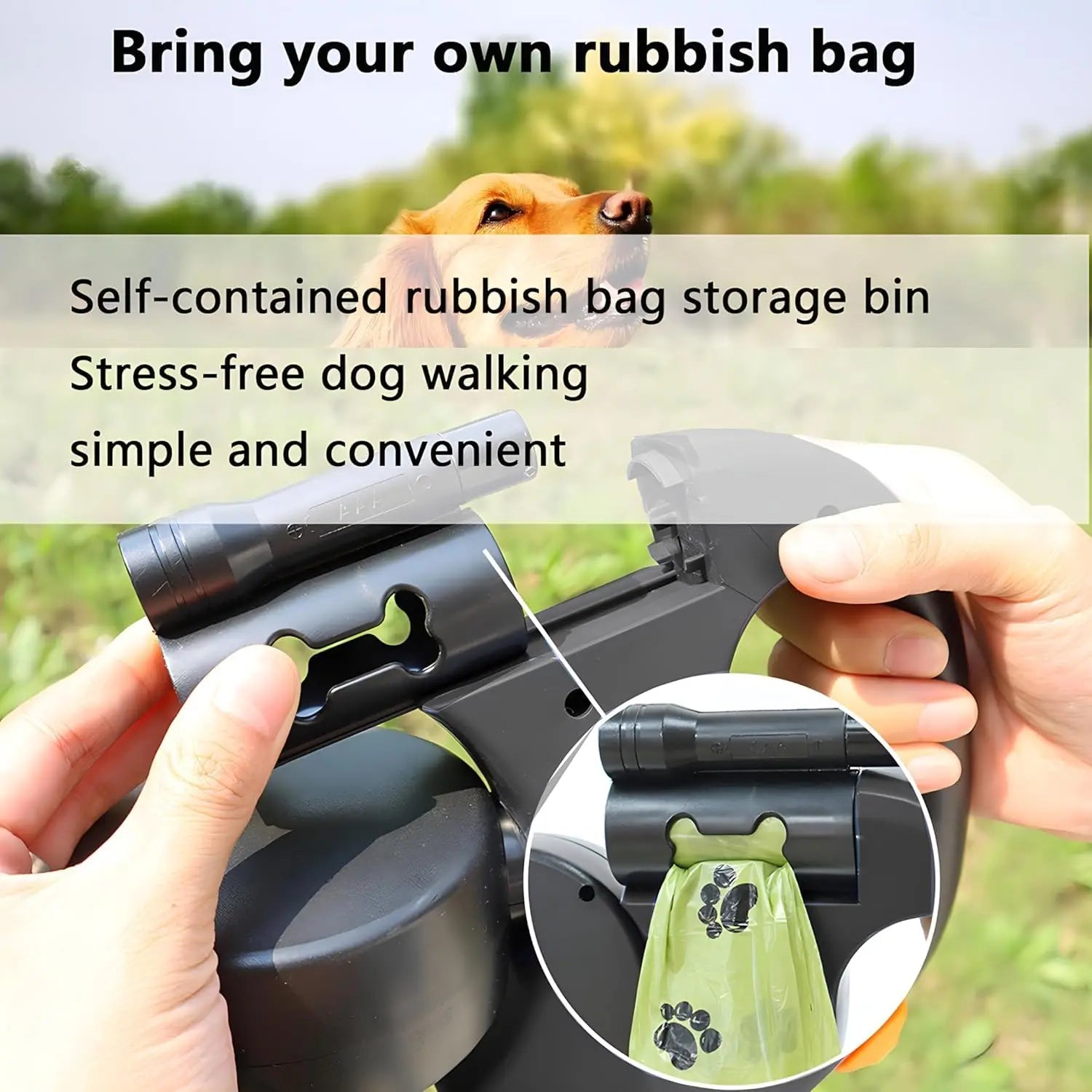 2 In1 Multi-functional LED Light Pet Leash Automatic Retractable 3M/5M Reflective 360 Swivel Dual Dog Leash with Bag Container exovai.com