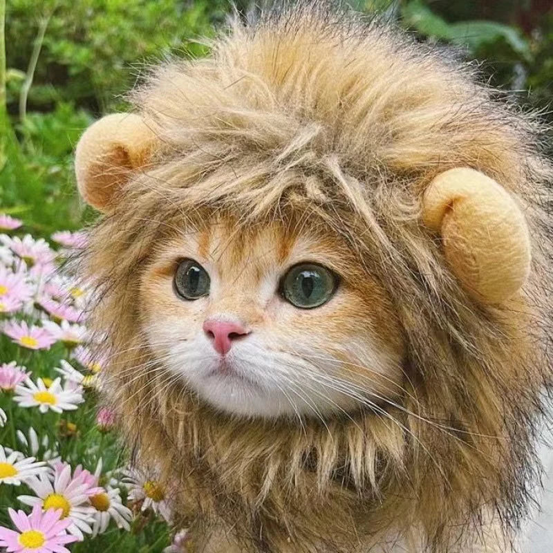 Pet Hairpiece - Humorous Lion Mane Headgear for Dogs and Cats, Adjustable Costume Accessories for Fun Dress-up and Play exovai.com