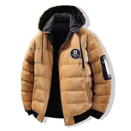 Double Sided Outerwear Men's New Cotton Padded Parkas Men Autumn Winter Jacket Brand Warm Comfortable Down Jacket Removable Hat exovai.com
