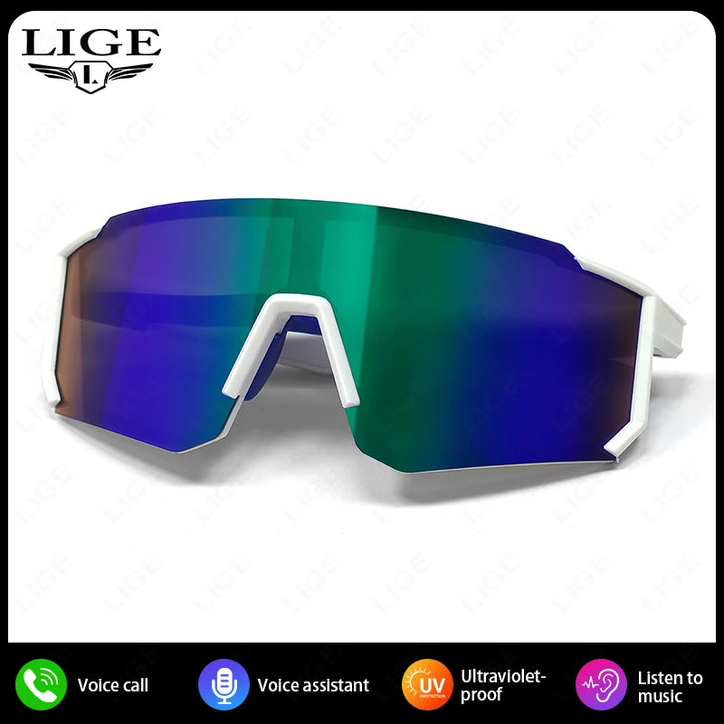 LIGE New Smart Cycling Glasses Men AI Voice Assistant Smart Sunglasses Outdoor Sport Bluetooth Call Music Smart Glasses Women exovai.com