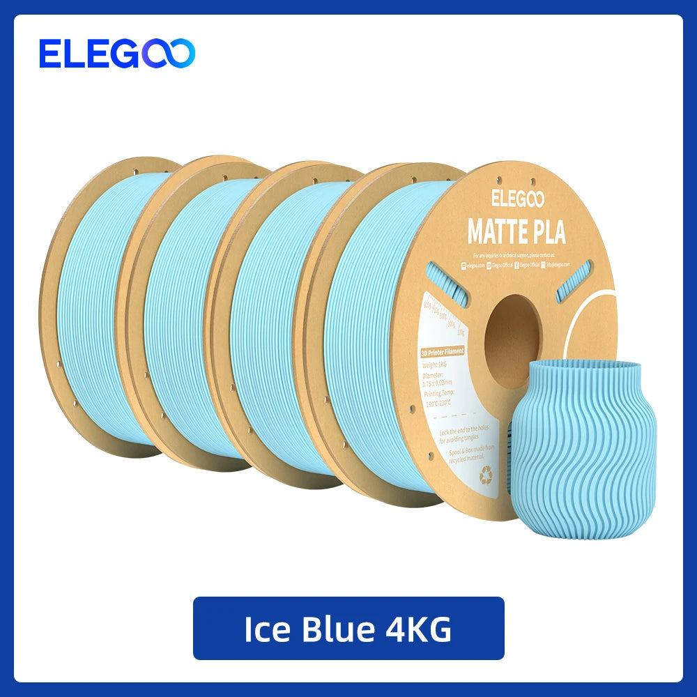 ELEGOO Matte PLA Filament 1KG,1.75mm FDM 3D Printer Filament Dimensional Accuracy +/- 0.02mm, 1kg Carboard Spool (2.2lbs) exovai.com