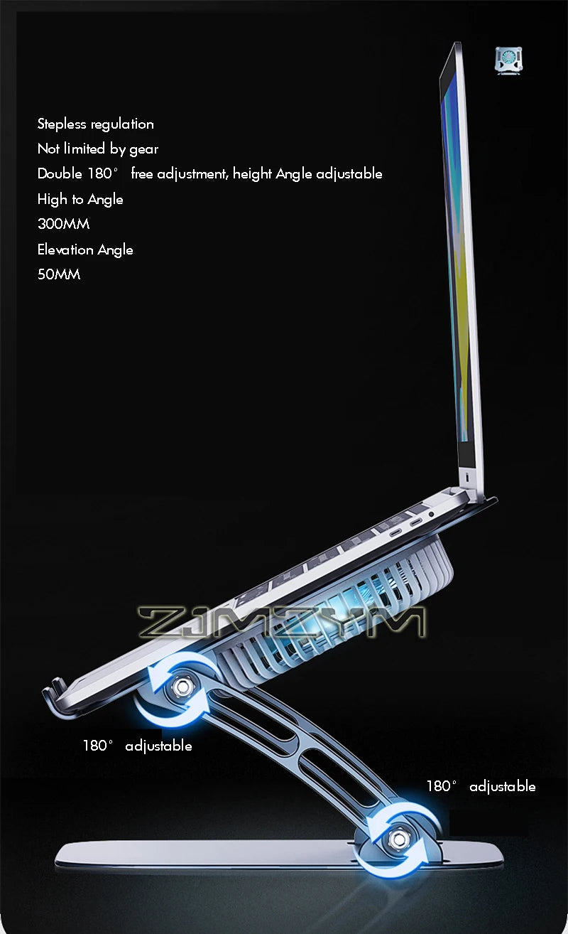 Aluminum Laptop Stand with Cooling Fan Ergonomic Notebook Foldable Cooler Laptop  Adjustable Aluminum Laptop Stand exovai.com