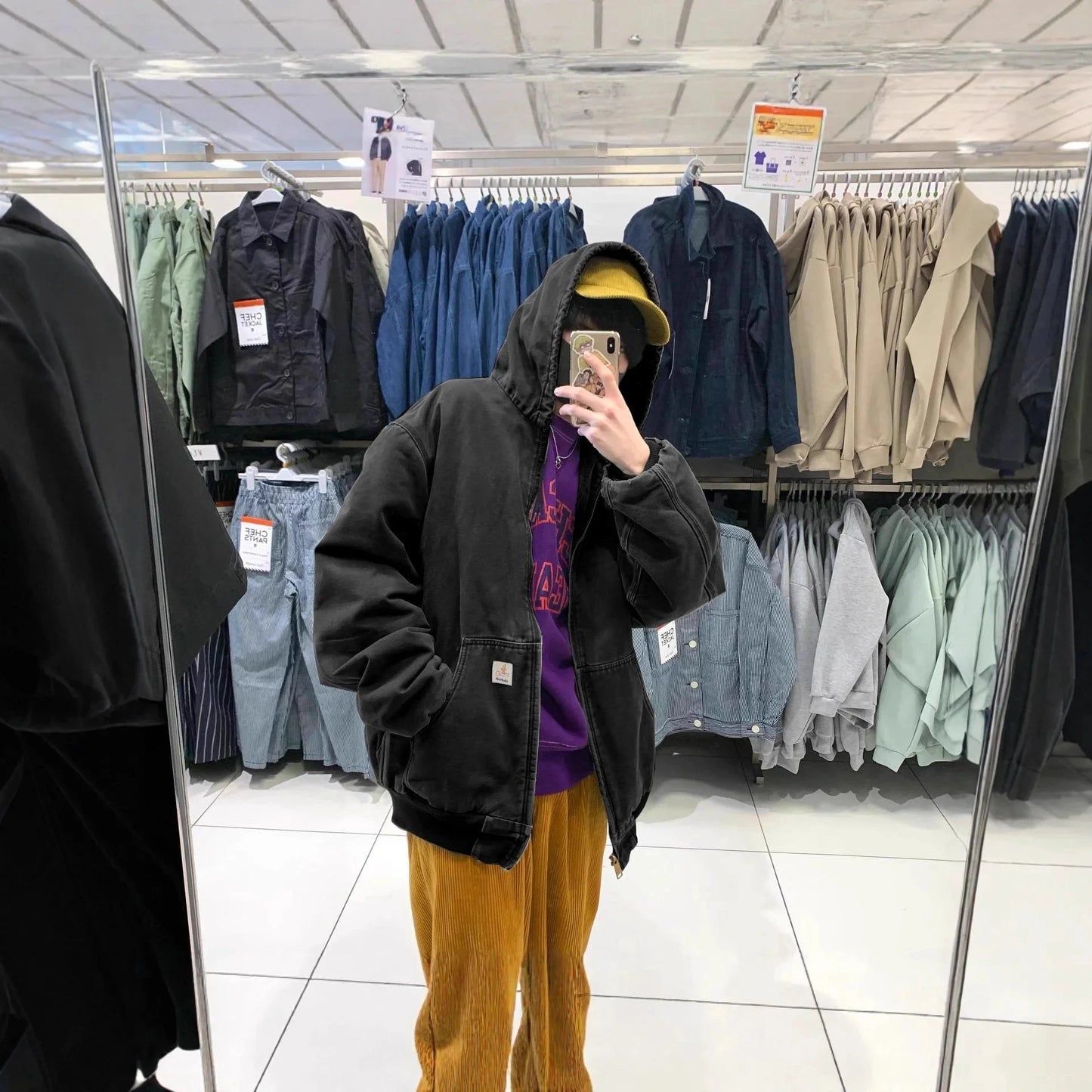 Winter New American Retro Long Sleeve Hooded Bomber Jacket Men's Fashion Cotton Thick Dom Quilted Casual Multi-pocket Coat exovai.com