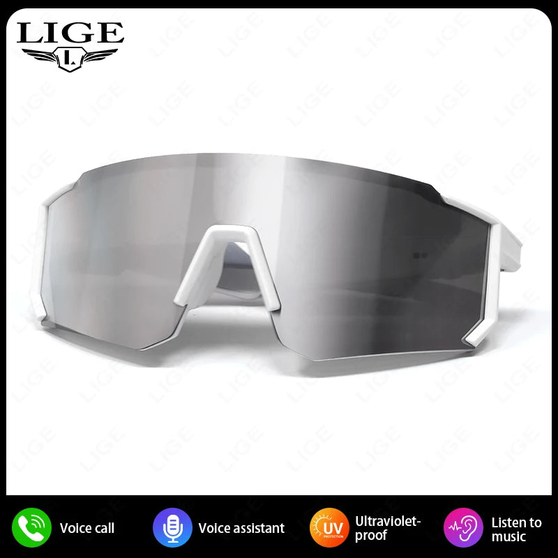 LIGE New Smart Cycling Glasses Men AI Voice Assistant Smart Sunglasses Outdoor Sport Bluetooth Call Music Smart Glasses Women exovai.com