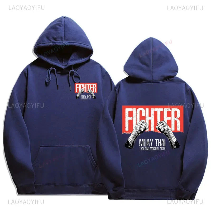 Muay Thai The Fist of King - Thailand Martial Art Pullover Hoodie Men Wai Kru Thailand Men Casual Pullovers 2024 New Style Tops exovai.com
