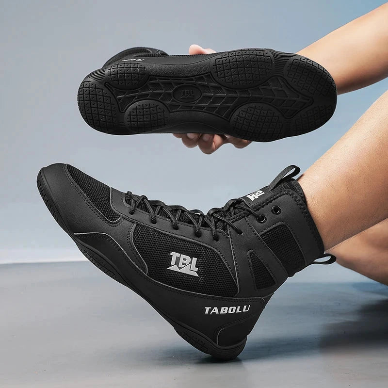 Wrestling shoes male Boxing Shoes Fighting Sanda Strength High Top Shoes light fighting Boots Weightlifting shoe Sneakers exovai.com