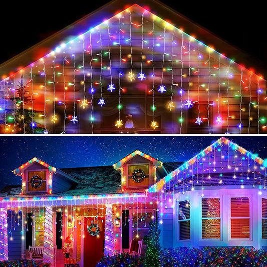 Christmas Decoration Lights Outdoor 20m 864 LED Street Garlands Icicle Lights Outdoor Waterproof Curtain Fairy String Light exovai.com