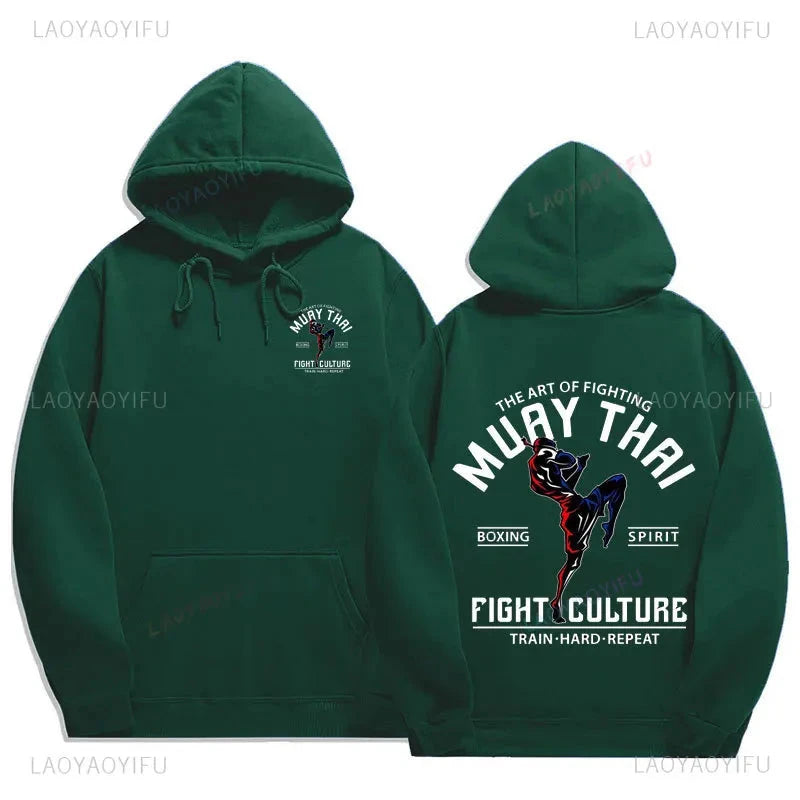 Muay Thai The Fist of King - Thailand Martial Art Pullover Hoodie Men Wai Kru Thailand Men Casual Pullovers 2024 New Style Tops exovai.com