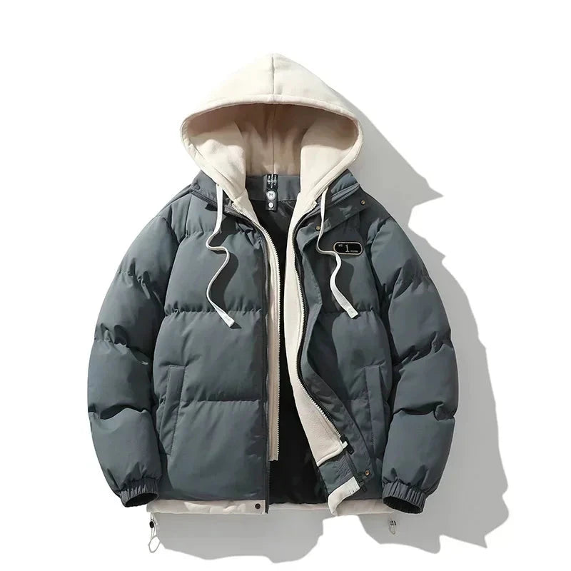 2024 Autumn and Winter Warm Jacket Casual Fashion 2-in-1 Hooded Windproof Bicycle Cotton Coat Simple Couple Outdoor Windbreaker exovai.com