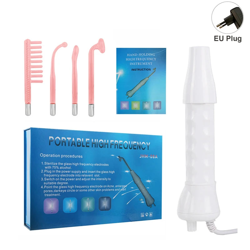 4 In 1 High Frequency Electrode Wand Neon Electrotherapy Glass Tube Acne Spot Remover Facial Therapy Wand Home Spa Beauty Device exovai.com