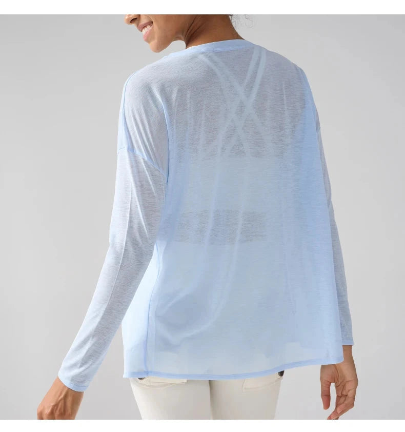 Gym Sports Tops Workout T-shirts Women Yoga Clothing Running Loose Slim Quick Dry Training Long Sleeve Blouse Fitness Tops👚 exovai.com