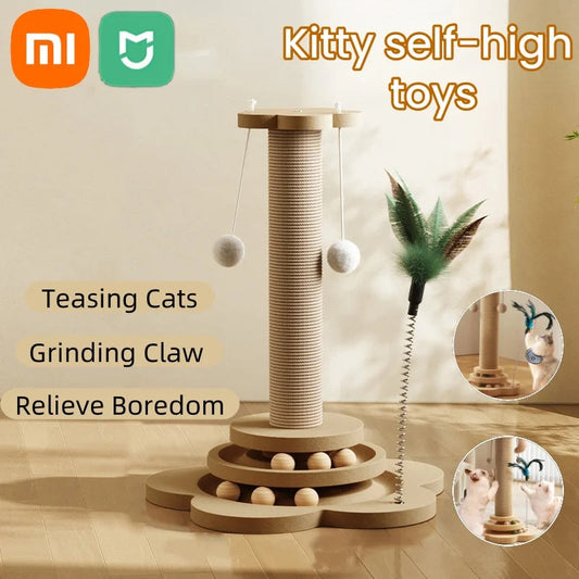 MIJIA Pet Cat Toy Cat Scratcher 4-in-1 Swivel Design Turntable Funny Durable Cat Stick Cat Tree Scratcher With Ball And Feather exovai.com