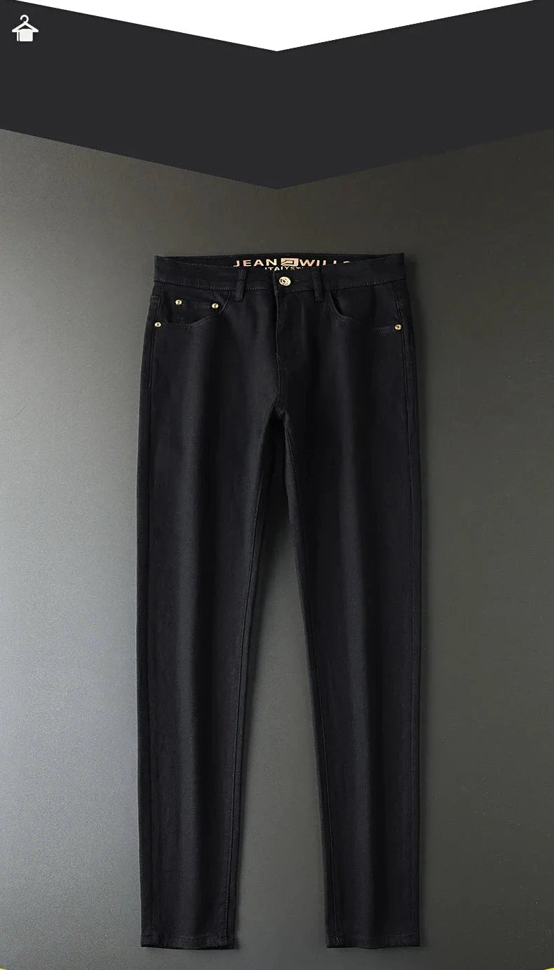 New Men'S Jeans Fashion Casual Slim Fit Version Elastic Blue High Quality Design Business Party Straight Tall Denim Pants exovai.com