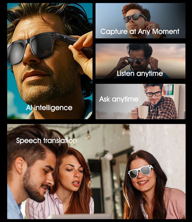 4K AI Smart Photochromic Glasses Multifunction Camera Bluetooth Call Voice Assistant Music Player Translate Glasses For Xiaomi exovai.com