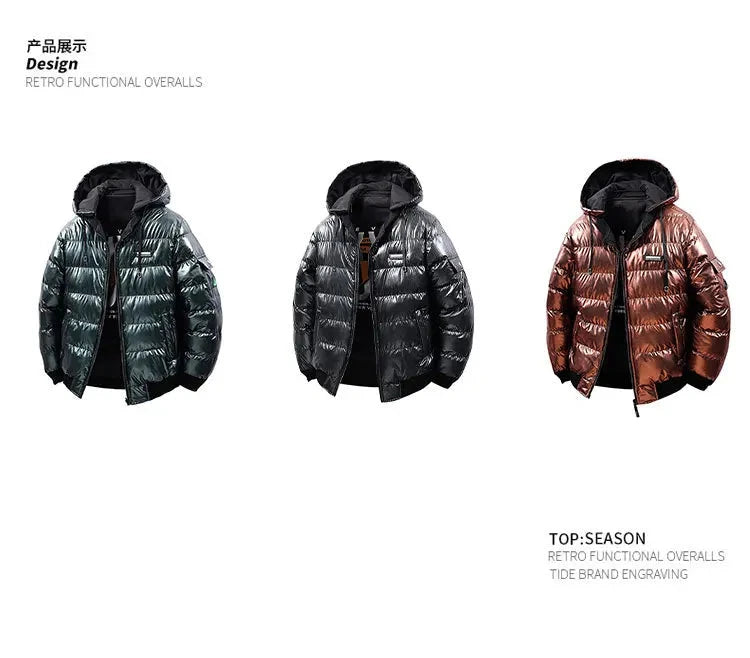 Men's Fashion Puffer Jacket Cotton Padded Thick Warm Puffy Parkas Hooded Windproof Thermal Overcoat Outerwear Plus Size L-5XL exovai.com