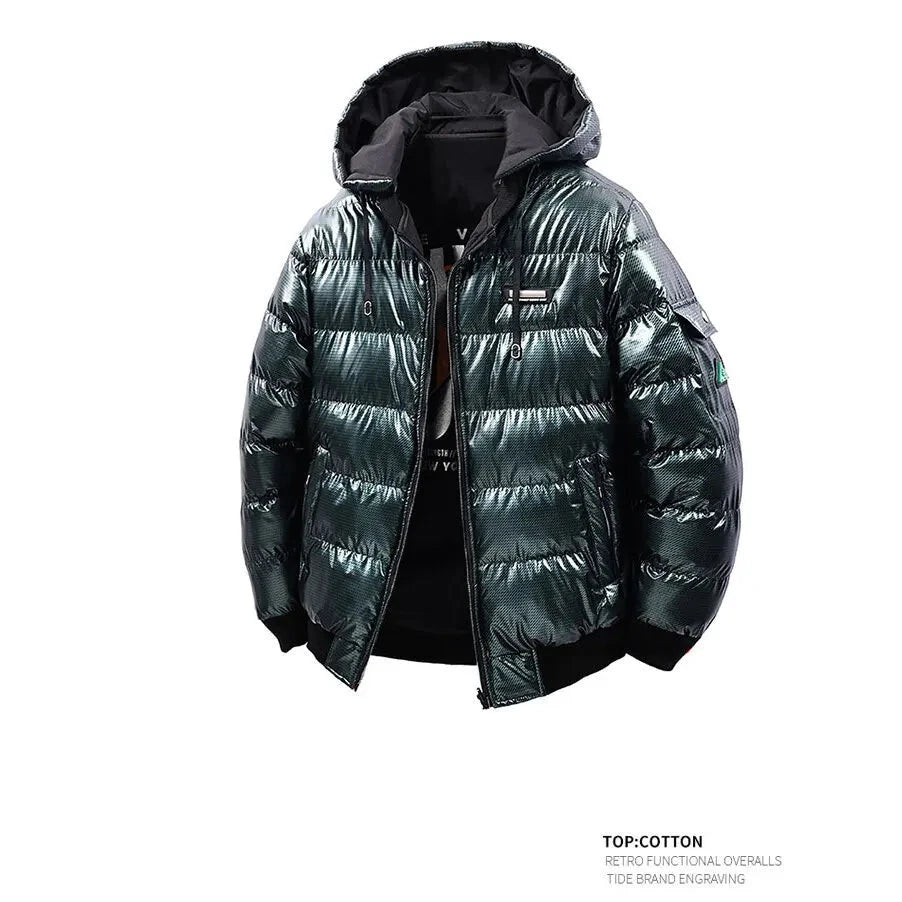 Men's Fashion Puffer Jacket Cotton Padded Thick Warm Puffy Parkas Hooded Windproof Thermal Overcoat Outerwear Plus Size L-5XL exovai.com