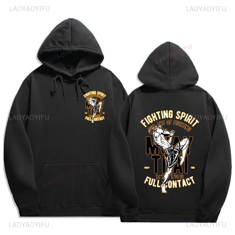 Muay Thai The Fist of King - Thailand Martial Art Pullover Hoodie Men Wai Kru Thailand Men Casual Pullovers 2024 New Style Tops exovai.com