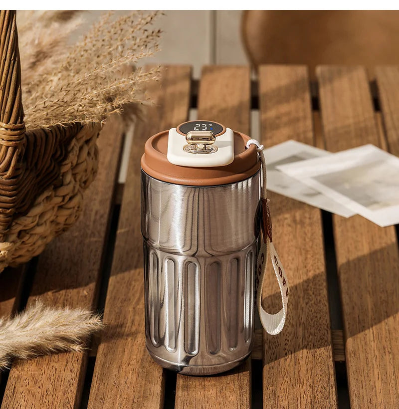 450ml Thermos Bottle Smart Display Temperature 316 Stainless Steel Vacuum Cup Office Coffee Cup Business Portable Thermal Mug exovai.com