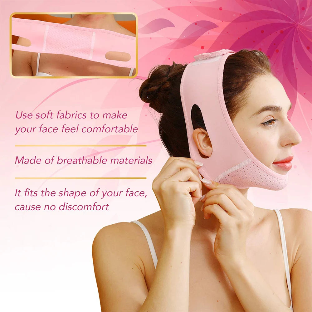 Double Chin Remover Facial Lifting Slimming Bandage V Line Shaped Cheek Face Lift Up Belt Strap Jaw Face Tightening Massagers exovai.com