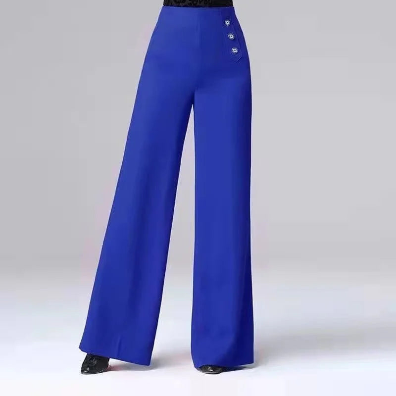 High Waist Wide Leg Pants Women's Spring Autumn Long Drapey Latin Dance Pants Modern Dance Trousers for Women Commute Sle exovai.com