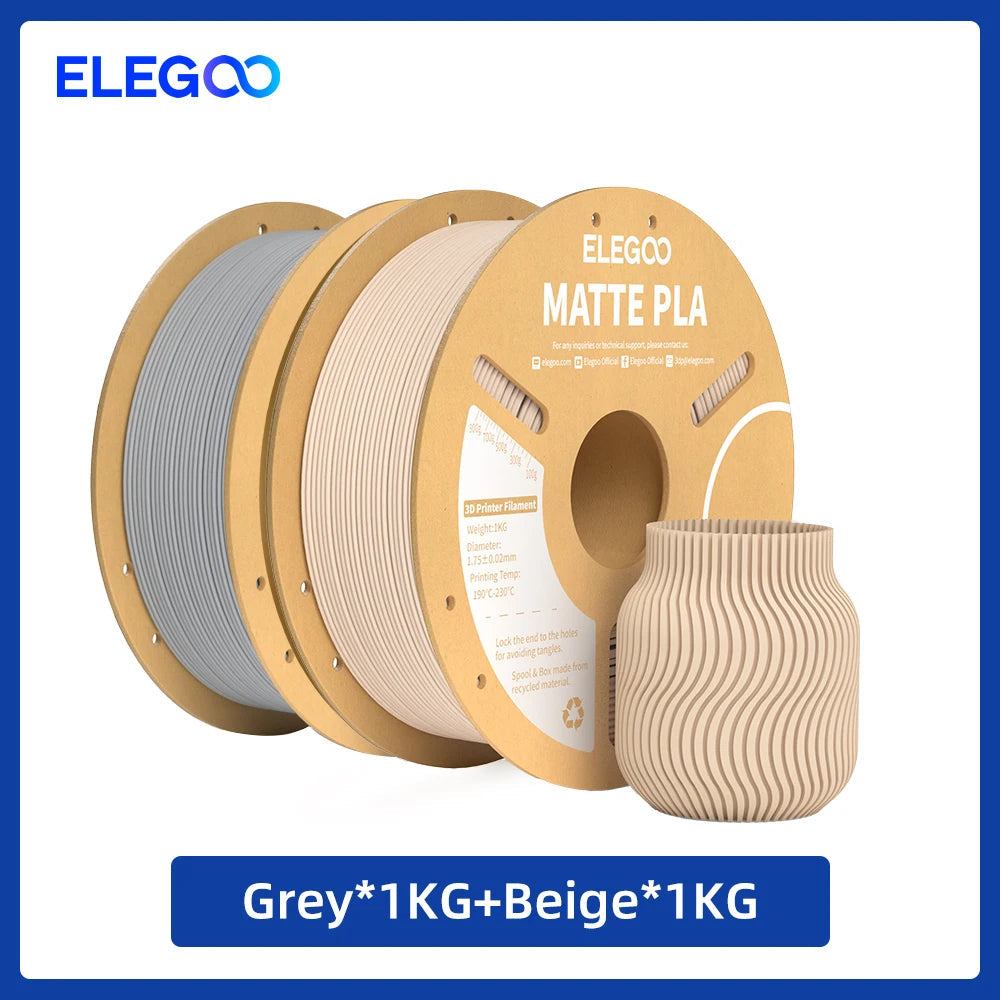 ELEGOO Matte PLA Filament 1KG,1.75mm FDM 3D Printer Filament Dimensional Accuracy +/- 0.02mm, 1kg Carboard Spool (2.2lbs) exovai.com